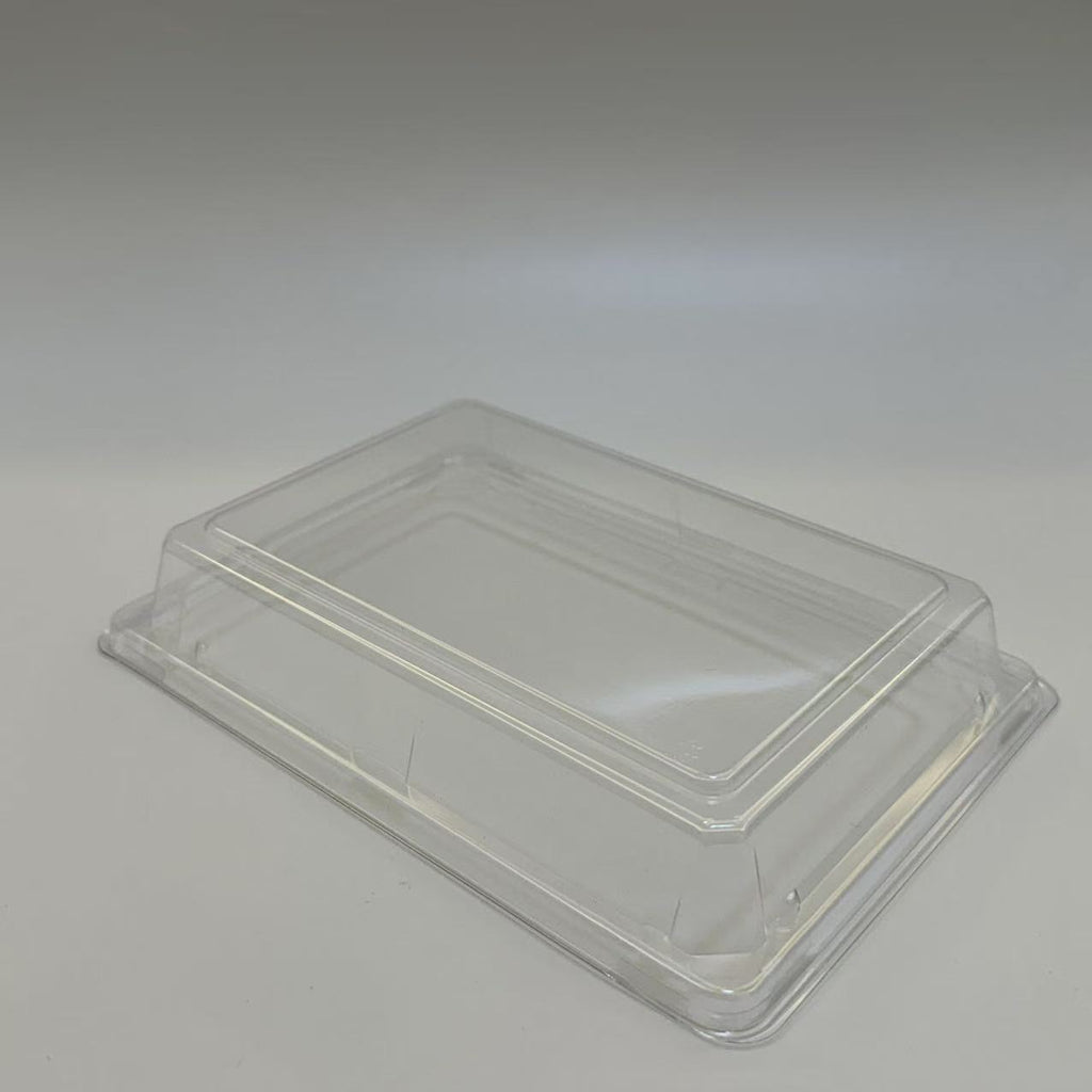 ST-4-010 Heavy Duty Sakura/Black Sushi Tray with Clear Lid 100sets