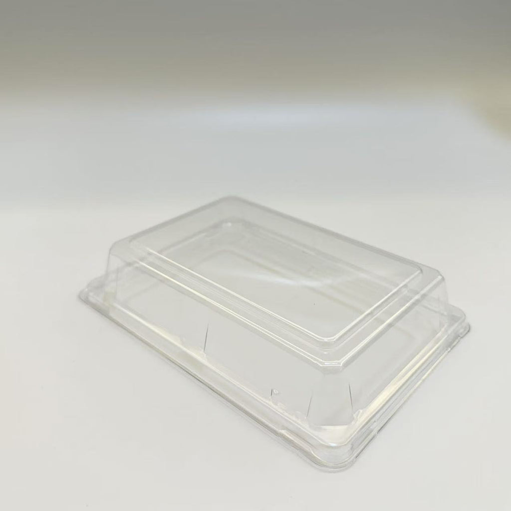 ST-3-008 Heavy Duty Sakura/Black Sushi Tray Out Tray With Clear Lid 100sets