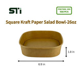 100pcs Square Kraft Paper Salad Bowl(16-48oz)Meal Prep Bowl.Lid Sold Separately