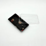 ST-1-006 | 6.7x3.9x1.8in Heavy Duty PET Sushi Trays with Lids, Blue/Black/Sakura Bases with Clear Lids, 100/200/400 sets