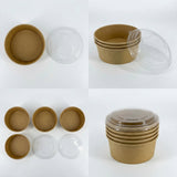 100pcs Round Kraft Paper Salad Bowl(16-44oz) Meal Prep Bowl.Lid Sold Separately