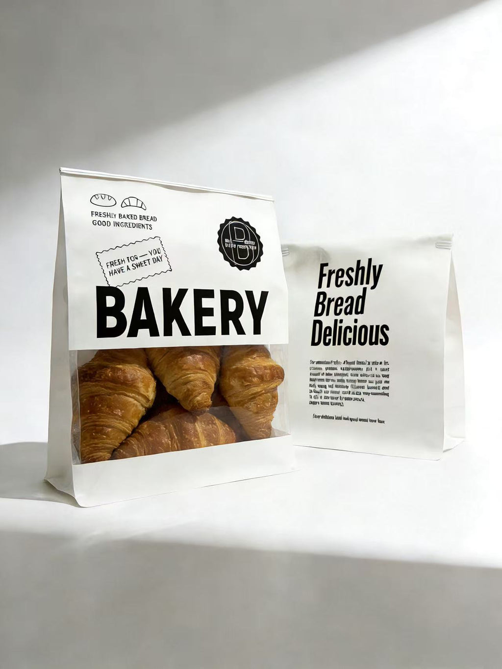 "Bakery" Series Tin-Tie Paper Bags -Minimalist Bags with Large Clear Display Window