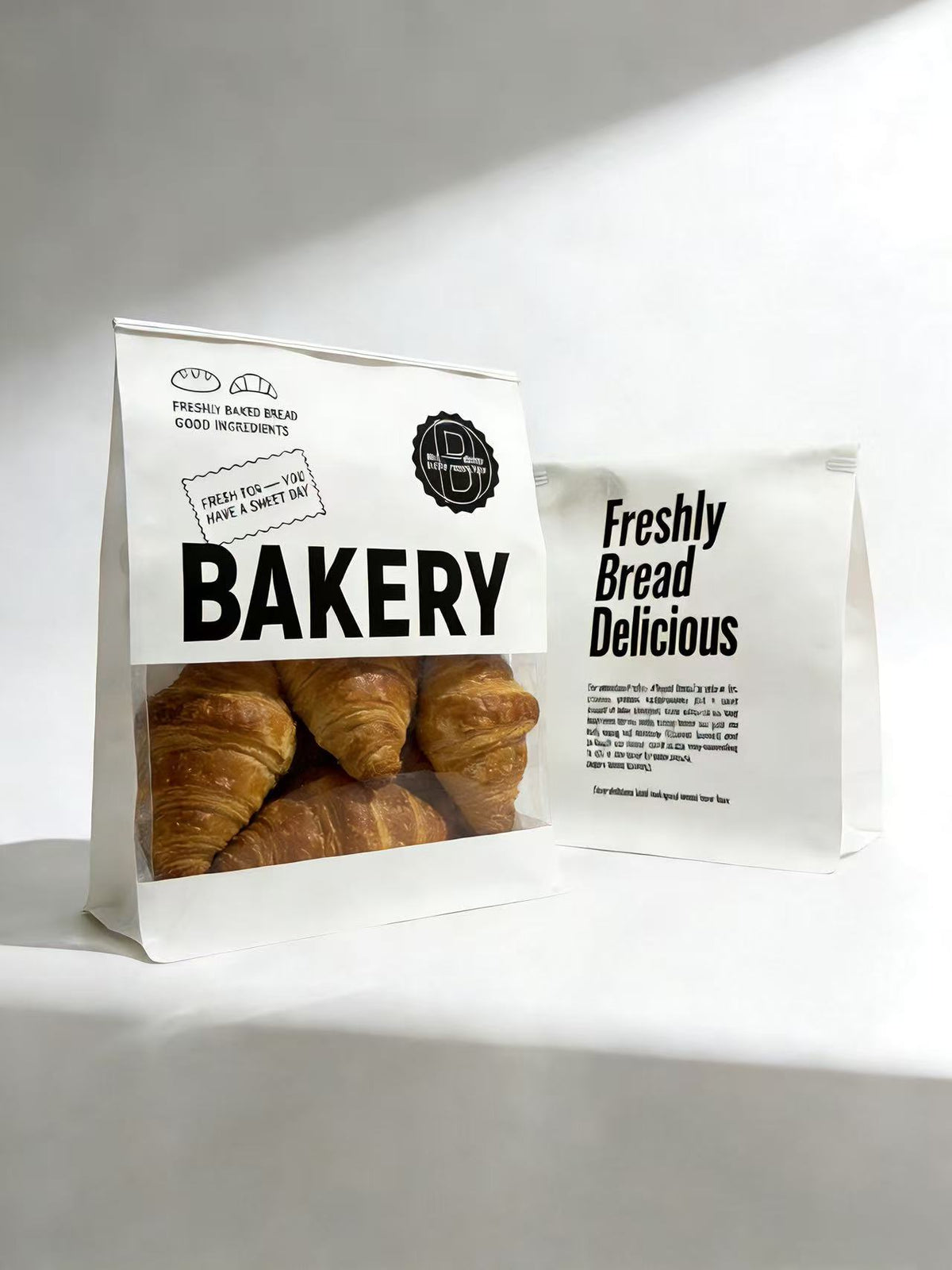 "Bakery" Series Tin-Tie Paper Bags -Minimalist Bags with Large Clear Display Window