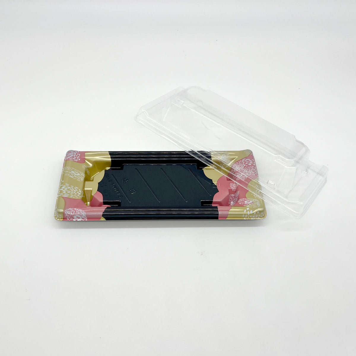 200 sets Red&Gold Pattern Base Sushi Tray with Clear Lid