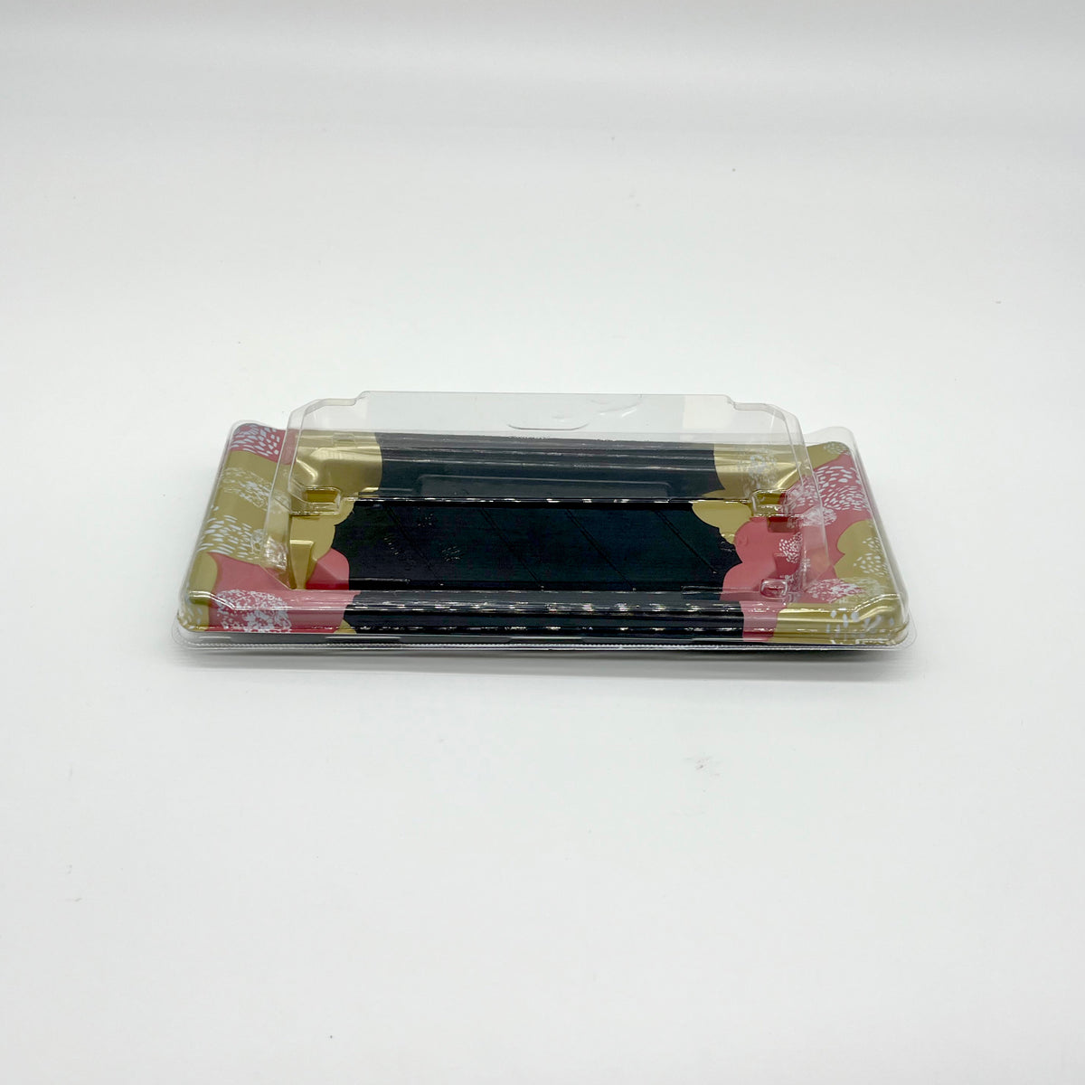 200 sets Red&Gold Pattern Base Sushi Tray with Clear Lid