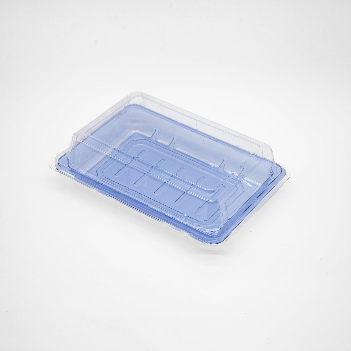 ST-3-008 6.8x4.8x1.8in Heavy Duty Blue/Black/Sakura PET Sushi Trays with Lids 100/200/400 Sets