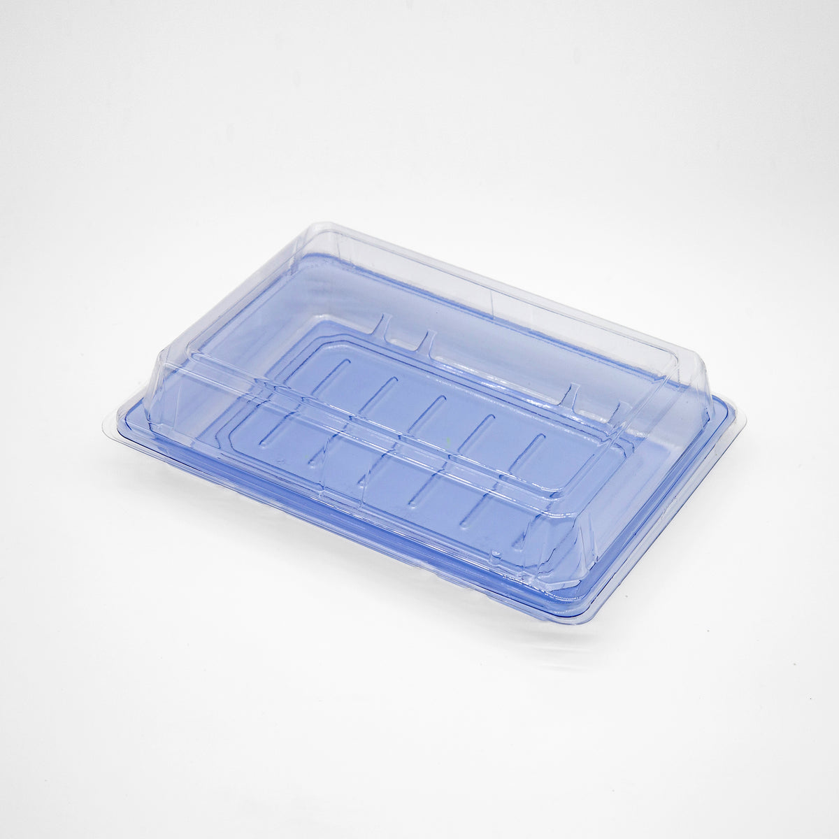 ST-4-010 7.5x5.2x1.8in Heavy Duty Blue/Black/Sakura PET Sushi Trays with Lids 100/200/400 Sets