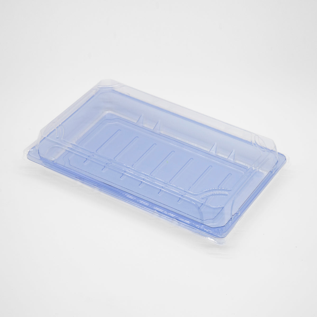 ST-5-015 8.7x5.6x1.8in Heavy Duty Blue/Black/Sakura PET Sushi Trays with Lids 100/200/400 Sets