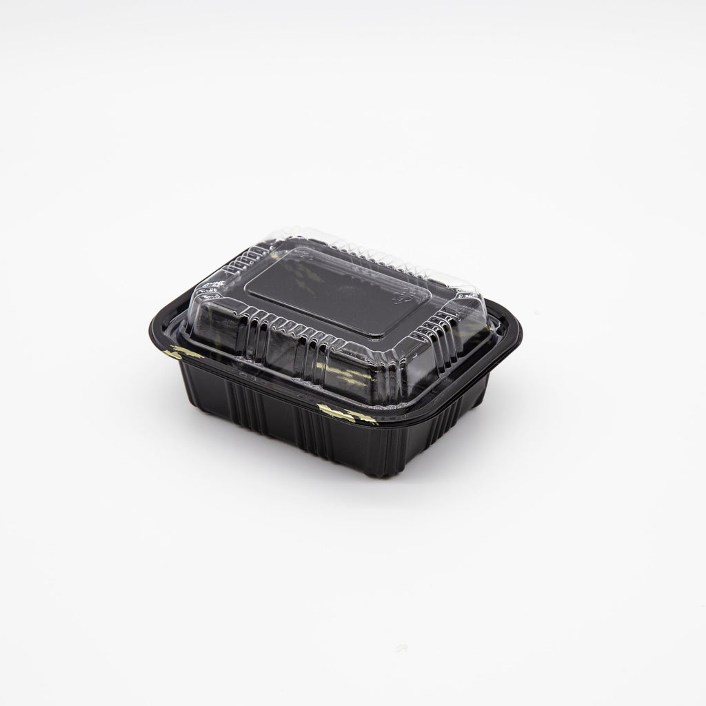 STI-805 Plastic PP Black Bento Box with Clear Lid 100sets