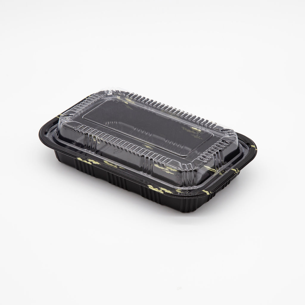 STI-815 Plastic PP Black Bento Box with Clear Lid
