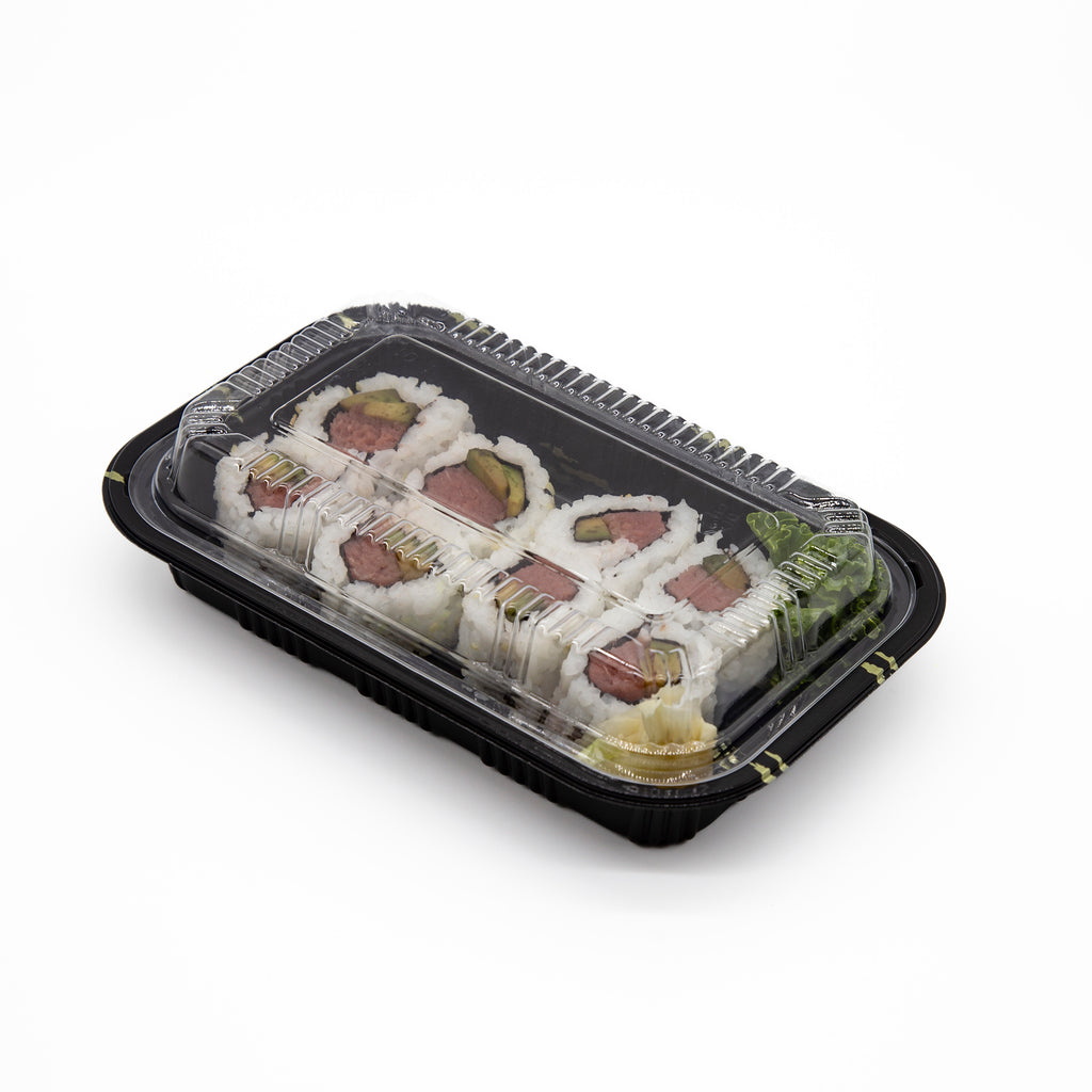 STI-815 Plastic PP Black Bento Box with Clear Lid