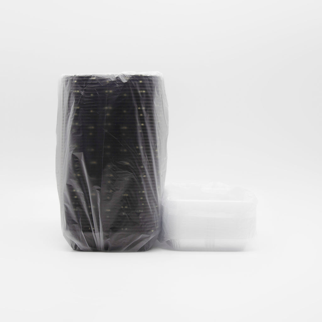 STI-820 Plastic PP Black Bento Box with Clear Lid