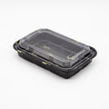 STI-820 Plastic PP Black Bento Box with Clear Lid