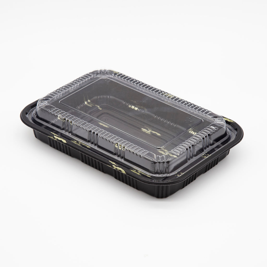 STI-825 Plastic PP Black Bento Box with Clear Lid