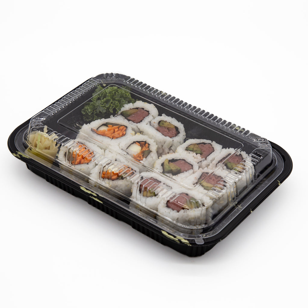 STI-825 Plastic PP Black Bento Box with Clear Lid