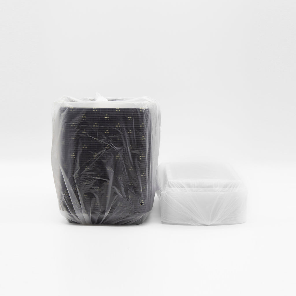 STI-830 Plastic PP Black Bento Box with Clear Lid 200sets