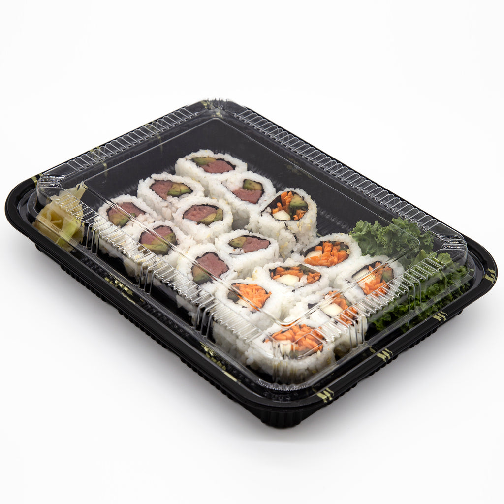 STI-830 Plastic PP Black Bento Box with Clear Lid 200sets