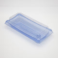 STI-30 Heavy Duty Blue/Black Rectangle Sushi PET Tray with Lid 100sets
