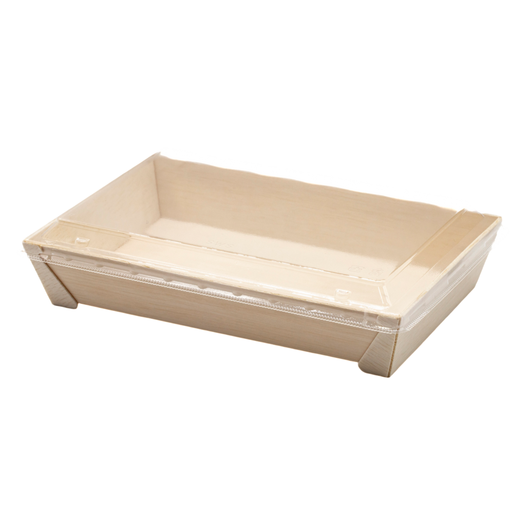 WBRT-420 - 8.5"x5.59" Rectangular Wooden Sushi Container Togo Food Serving Trays 100sets