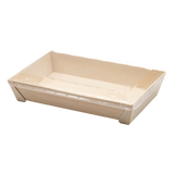WBRT-420 - 8.5"x5.59" Rectangular Wooden Sushi Container Togo Food Serving Trays 100sets