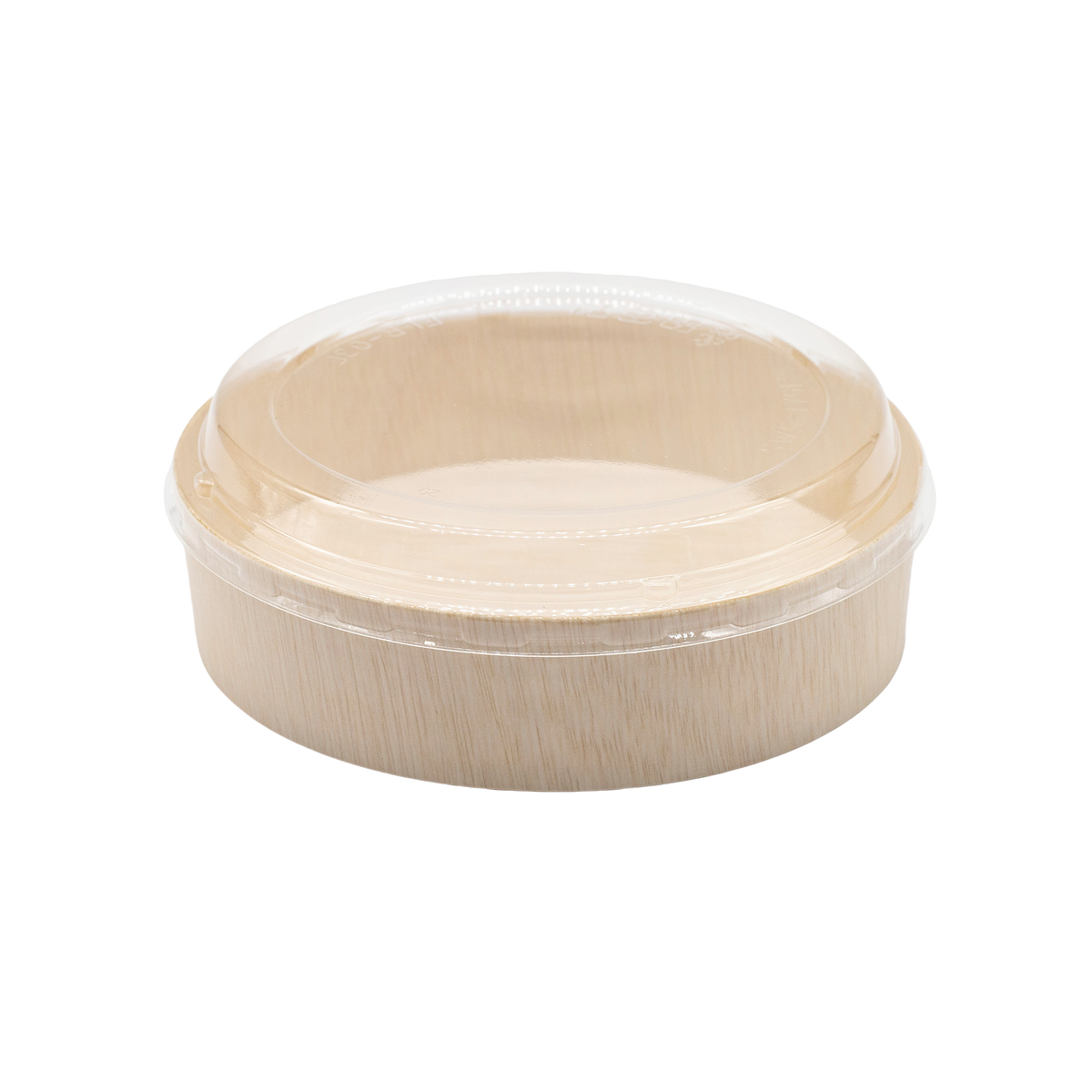 6" Round Wooden Sushi Container with Lid, Eco-Friendly Takeout Food Box, Disposable Sushi Tray for Noodle Salad Catering | WBR-01