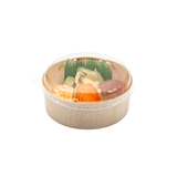 5" Round Wooden Sushi Container with Lid, Eco-Friendly Takeout Food Box, Disposable Sushi Tray for Noodle Salad Catering | WBR-05