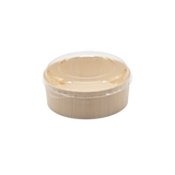 5" Round Wooden Sushi Container with Lid, Eco-Friendly Takeout Food Box, Disposable Sushi Tray for Noodle Salad Catering | WBR-05