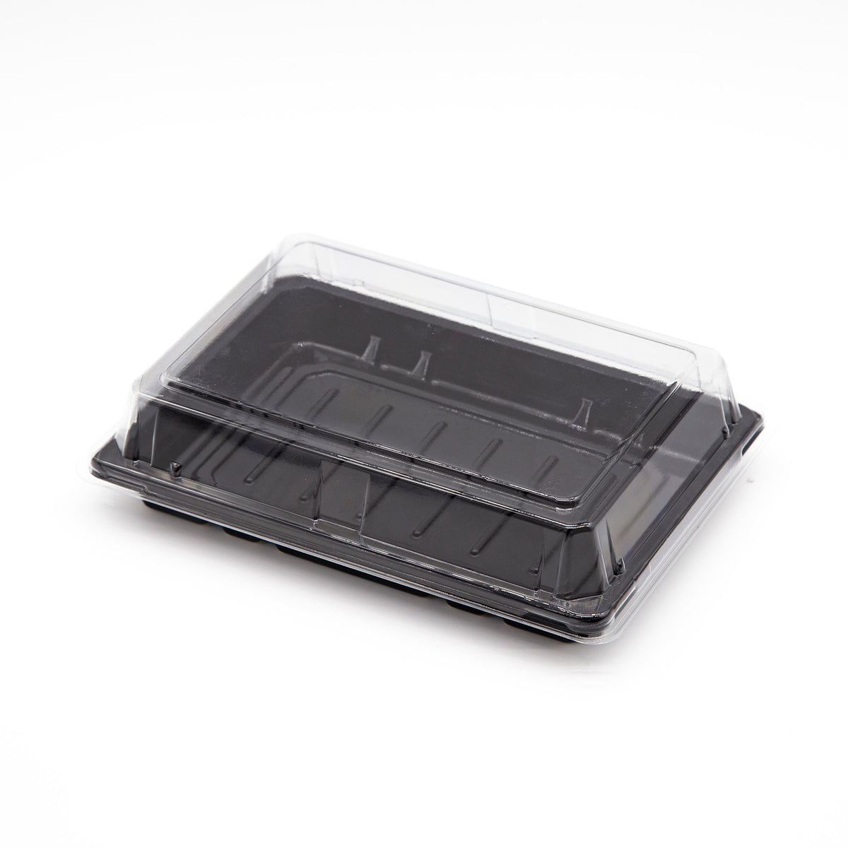 ST-3-008 6.8x4.8x1.8in Heavy Duty Blue/Black/Sakura PET Sushi Trays with Lids 100/200/400 Sets