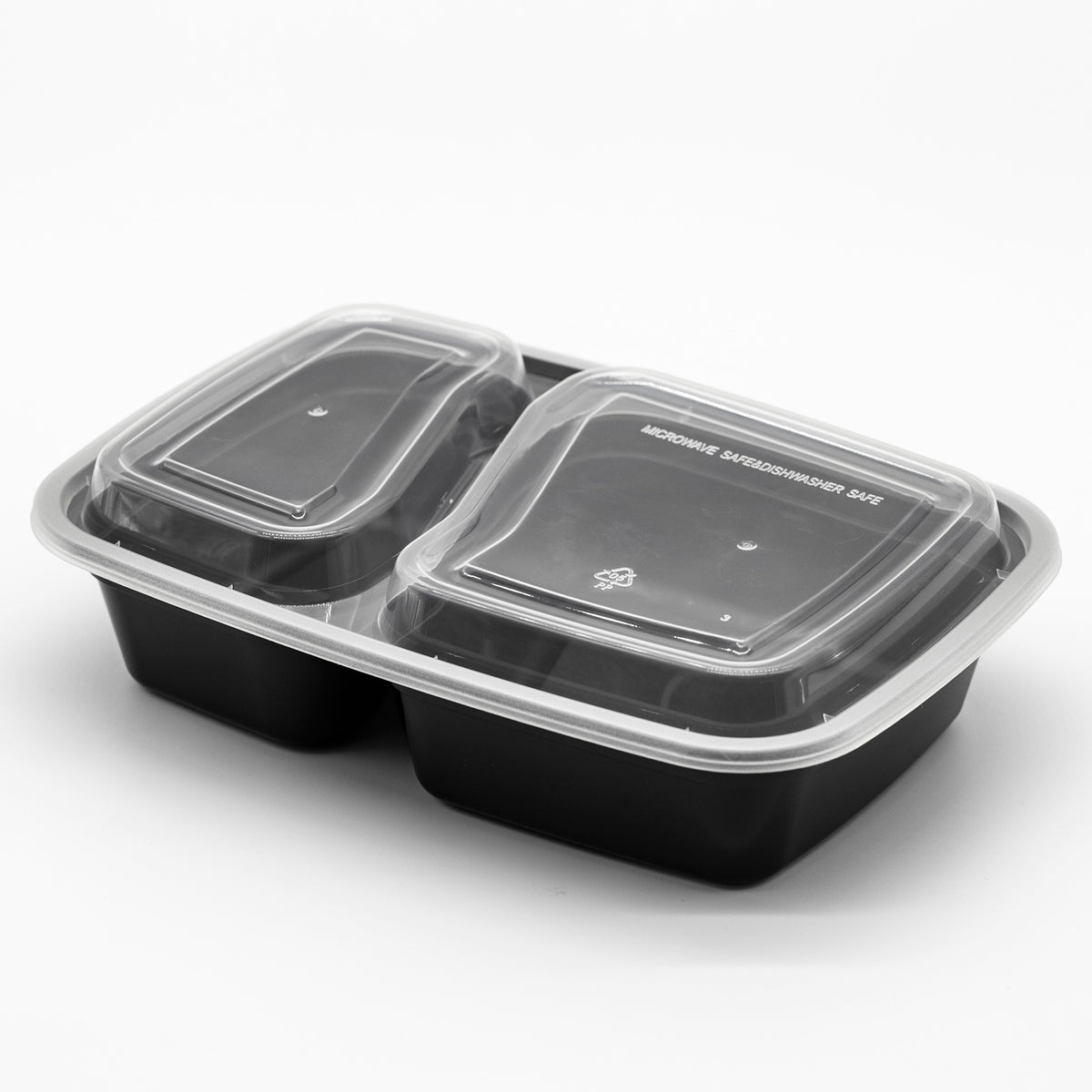 32oz  2 compartments Rectangular Plastic Microwaveable Food Container 150 sets/cs
