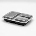 32oz  3 compartments Rectangular Plastic Microwaveable Food Container 150 sets/cs