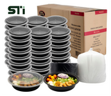 48oz Round Plastic Microwaveable Food Container 150 sets/cs