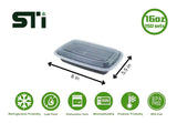 16oz Rectangular Plastic Microwaveable Food Container 150 sets/cs