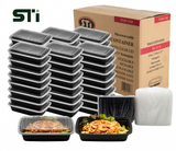 16oz Rectangular Plastic Microwaveable Food Container 150 sets/cs
