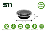 16oz Round Plastic Microwaveable Food Container 150 sets/cs