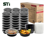 16oz Round Plastic Microwaveable Food Container 150 sets/cs