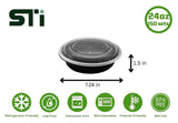 24oz Round Plastic Microwaveable Food Container 150 sets/cs