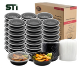 24oz Round Plastic Microwaveable Food Container 150 sets/cs