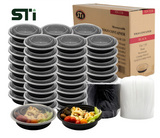 32oz Round Plastic Microwaveable Food Container 150 sets/cs