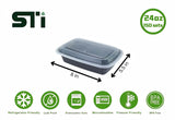 24oz Rectangular Plastic Microwaveable Food Container 150 sets/cs