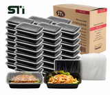 24oz Rectangular Plastic Microwaveable Food Container 150 sets/cs