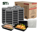 28oz Rectangular Plastic Microwaveable Food Container 150 sets/cs