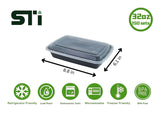 32oz Rectangular Plastic Microwaveable Food Container 150 sets/cs