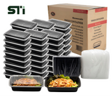 32oz Rectangular Plastic Microwaveable Food Container 150 sets/cs