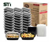 12oz Rectangular Plastic Microwaveable Food Container 150 sets/cs