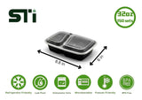 32oz  2 compartments Rectangular Plastic Microwaveable Food Container 150 sets/cs