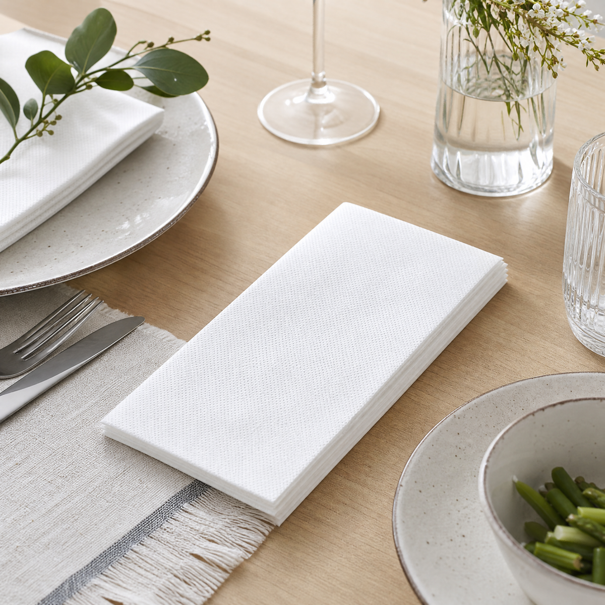 15.7 x 11.8 Inches 1/6 fold Disposable Dinner Paper Napkin 600 counts