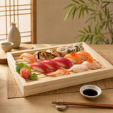 Wooden Sushi Neta Box with Clear Lid 19.75" x 11.75" x 2.25"