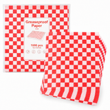 1000 Pcs Red and White Checkered Greaseproof Wax Paper Sheets for Food, 12x12 / 14x14 Inch