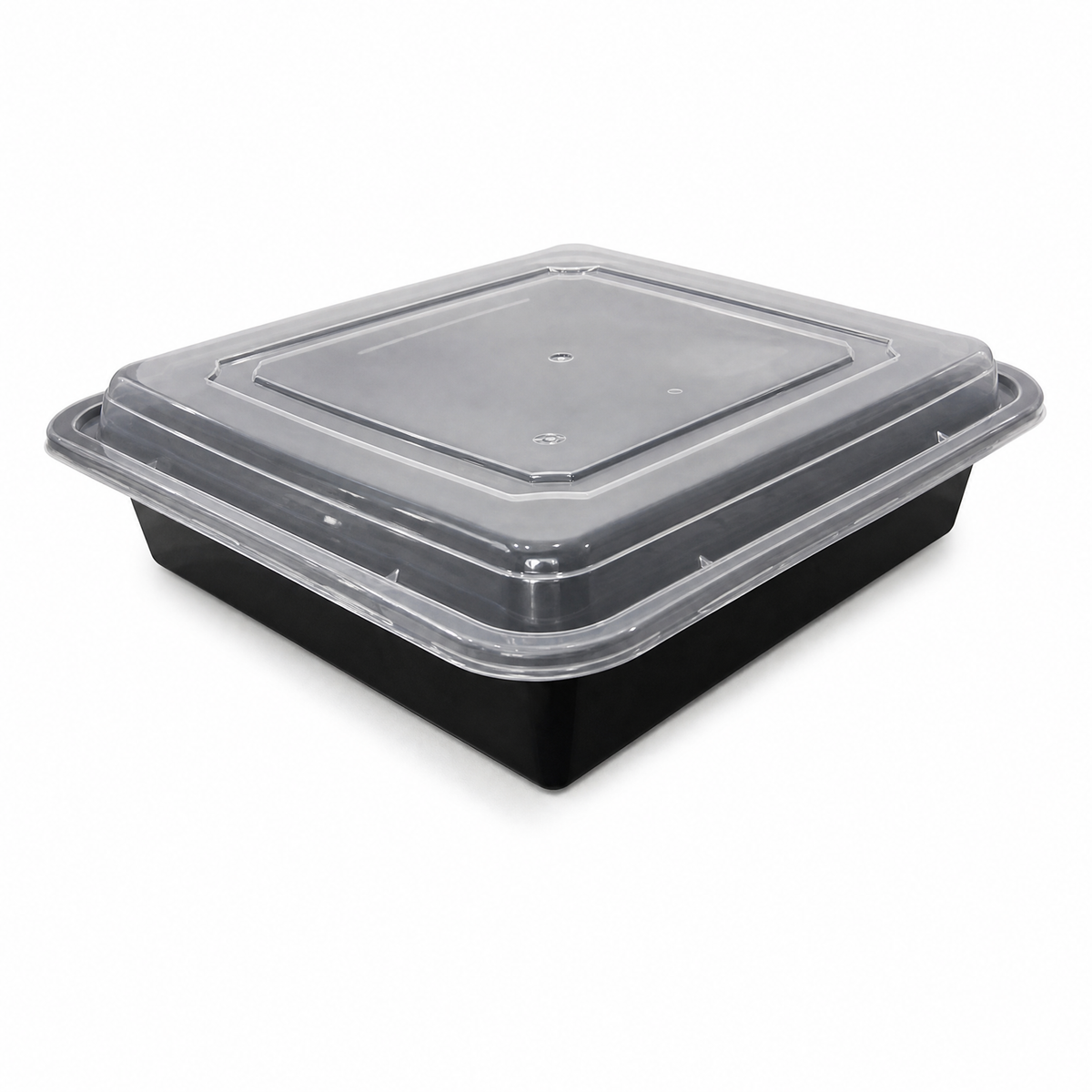 150sets Square Reusable 48oz Black PP Meal Prep Containers with Lids 8.4*8.4*2.2in