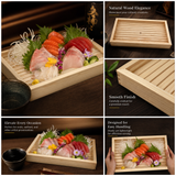 Wooden Sushi Neta Box with Clear Lid 19.75" x 11.75" x 2.25"